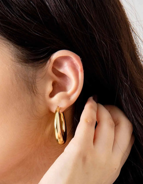 MOON HOOP EARRINGS